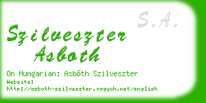 szilveszter asboth business card
